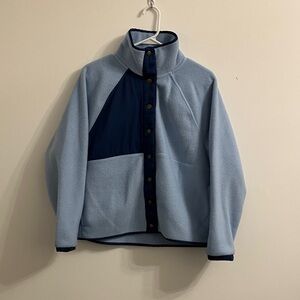 J. Crew Women’s Color Block Light Blue and Navy Fleece
